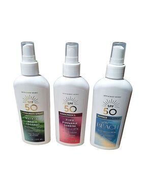 BATH & BODY WORKS TROPICAL SUNSCREEN SPRAYS SPF50 3 PC SET WATER RESISTANT